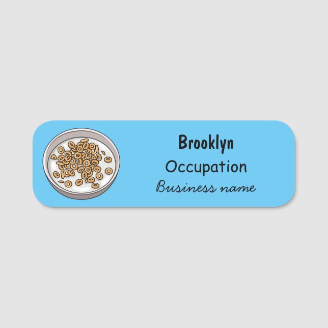 Cereal cartoon illustration name tag (Front)