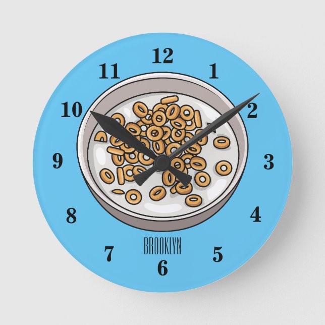 Cereal cartoon illustration round clock (Front)