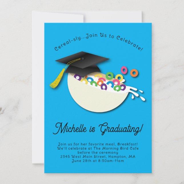 Cereal Graduation Party Breakfast Sleepover Invitation (Front)