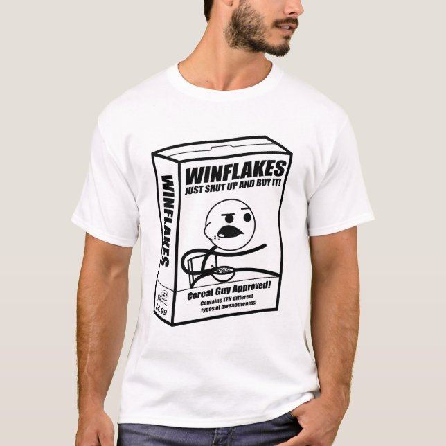 Cereal Guy Box (Black and White) T-Shirt (Front)