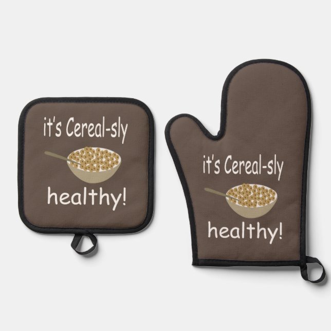 Cereal It's Cereal-Sly Healthy Cereal  Oven Mitt & Pot Holder Set (Front)