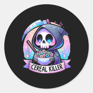 Cereal Killer Breakfast Cereal Bowl Cereals Skull  Classic Round Sticker