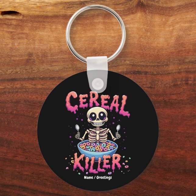 Cereal Killer Breakfast Funny Cereal Bowl Skeleton Key Ring (Front)
