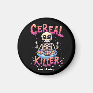 Cereal Killer Breakfast Funny Cereal Bowl Skeleton Magnet