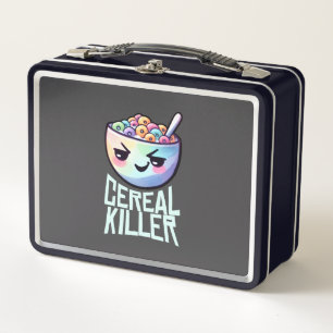 Cereal Killer Breakfast Pun Metal Lunch Box