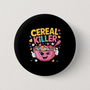 Cereal Killer Cartoon Bowl Funny Breakfast 6 Cm Round Badge