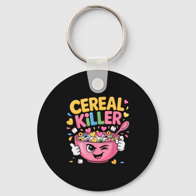 Cereal Killer Cartoon Bowl Funny Breakfast  Key Ring (Front)