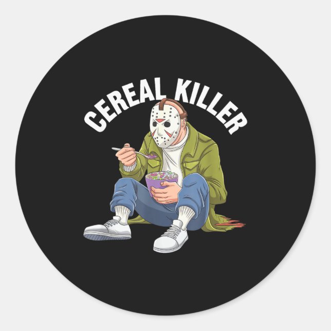 Cereal Killer Funny Halloween Horror Movie Masked  Classic Round Sticker (Front)