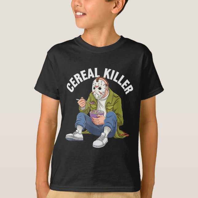 Cereal Killer Funny Halloween Horror Movie Masked  T-Shirt (Front)