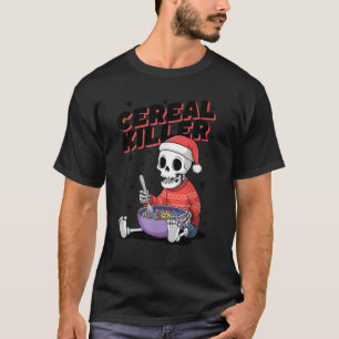 Cereal Killer Halloween Skeleton Christmas Santa C T-Shirt