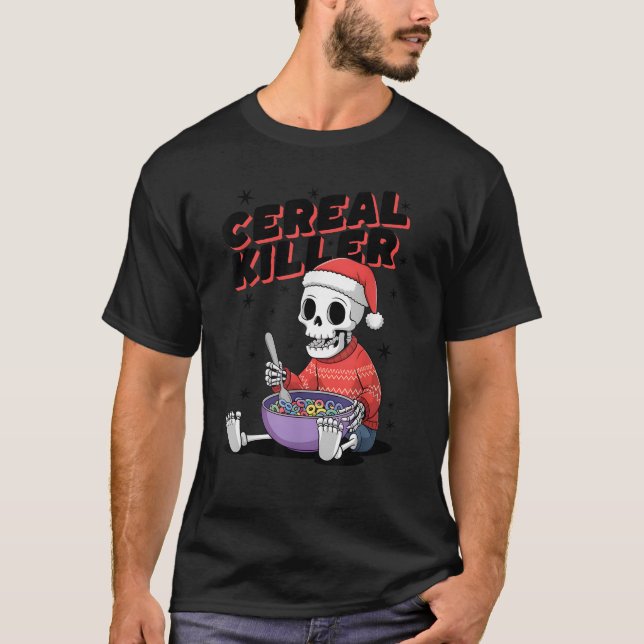 Cereal Killer Halloween Skeleton Christmas Santa C T-Shirt (Front)