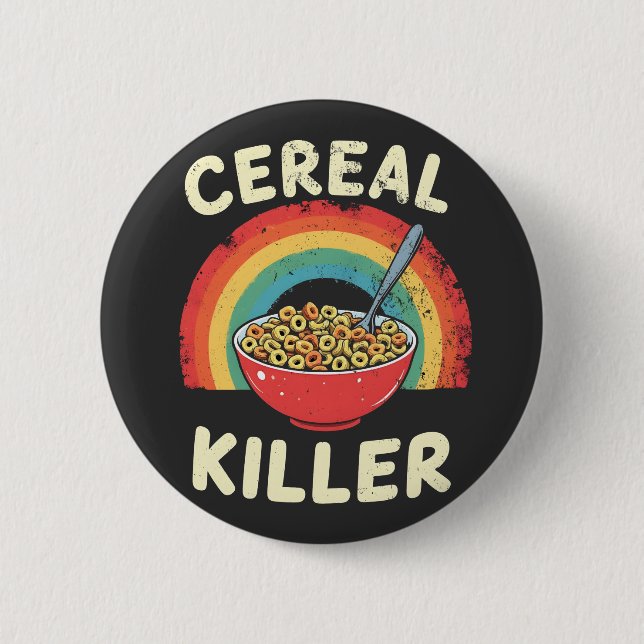 Cereal Killer Mens Food Pun True Crime 6 Cm Round Badge (Front)