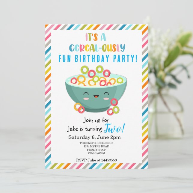 Cereal-ously Fun Birthday Party  Invitation (Standing Front)