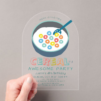 Cereal-sly Awesome Blue Cereal Boy Birthday Acrylic Invitations