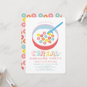 Cereal-sly Awesome Pink Cereal Girl Birthday Invitation