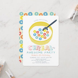 Cereal-sly Awsome Yellow Cereal Kid's Birthday Invitation