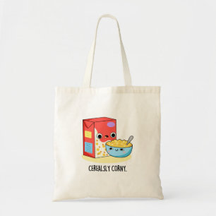 Cerealsly Corny Funny Milk Cereal Pun Tote Bag