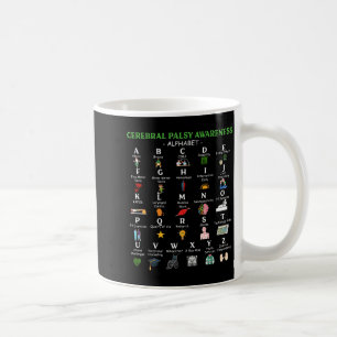 Cerebral Palsy Awareness Alphabet CP Green Ribbon Coffee Mug