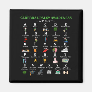 Cerebral Palsy Awareness Alphabet CP Green Ribbon Magnet