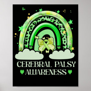Cerebral Palsy Awareness Bleached Rainbow Boho Poster