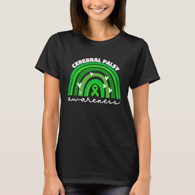 Cerebral Palsy Awareness For Women Green Ribbon Cp T-Shirt (Front)