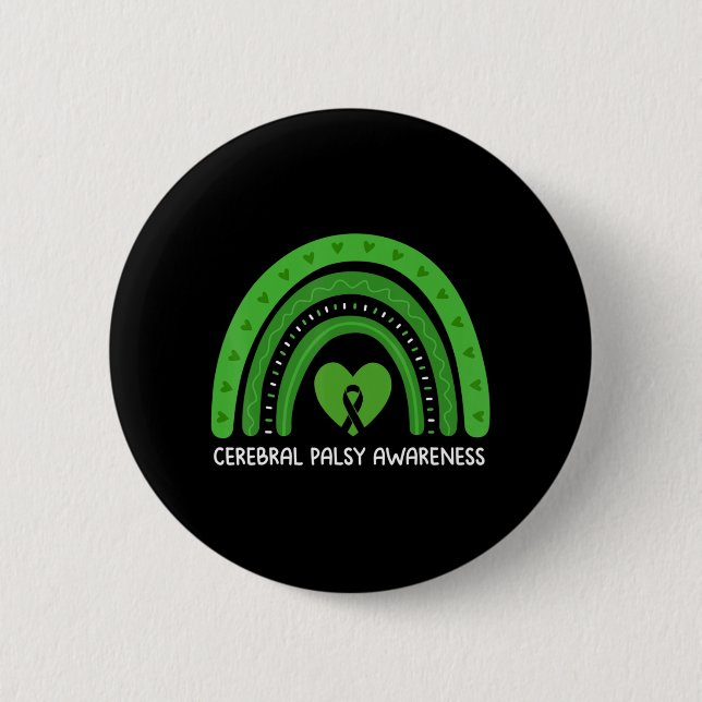 Cerebral Palsy Awareness Month Retro Rainbow Brain 6 Cm Round Badge (Front)
