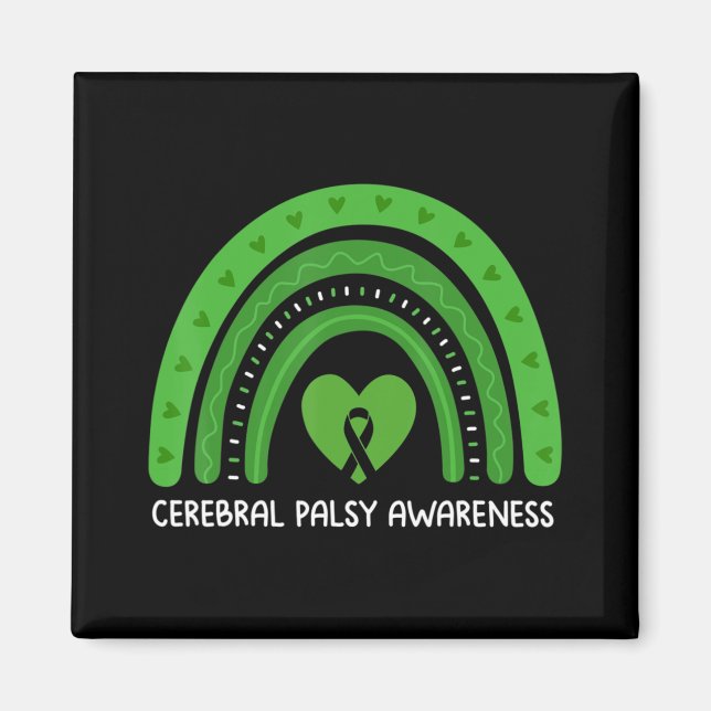 Cerebral Palsy Awareness Month Retro Rainbow Brain Magnet (Front)