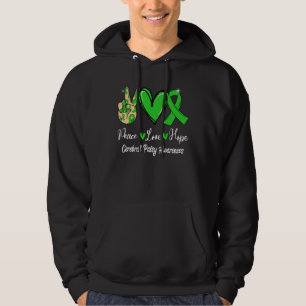 Cerebral Palsy Awareness Peace Love Hope Green Rib Hoodie