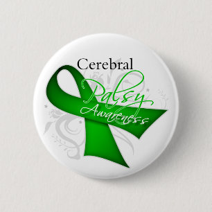 Cerebral Palsy Awareness Ribbon 6 Cm Round Badge