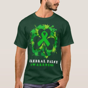 Cerebral Palsy Awareness Ribbon Shamrock Saint Pat T-Shirt