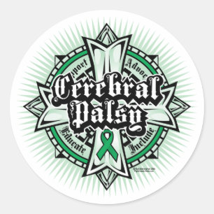 Cerebral Palsy Celtic Cross Classic Round Sticker