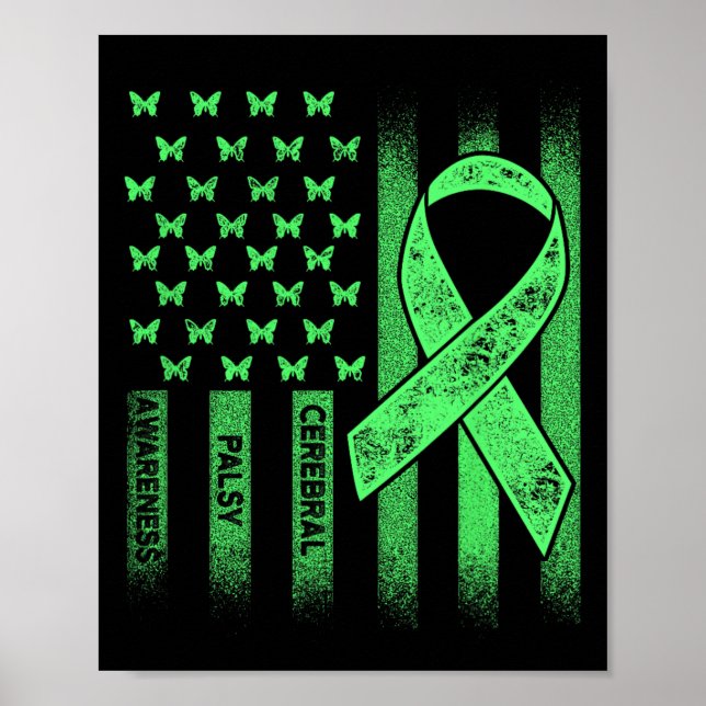 Cerebral Palsy Cp Awareness Usa Flag Warrior Survi Poster (Front)