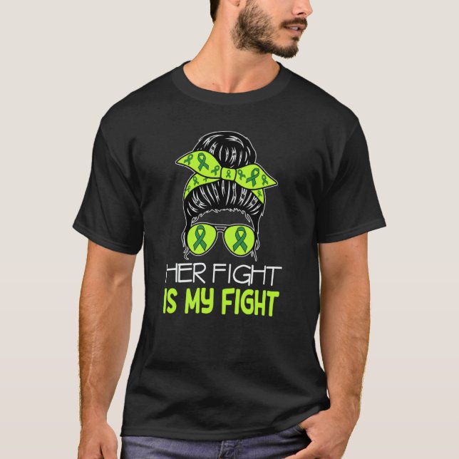 Cerebral Palsy Her Fight is My Fight Messy Bun CP  T-Shirt (Front)