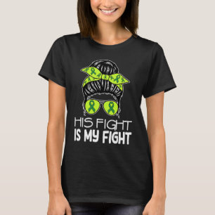 Cerebral Palsy His Fight My Fight Messy Bun CP Awa T-Shirt
