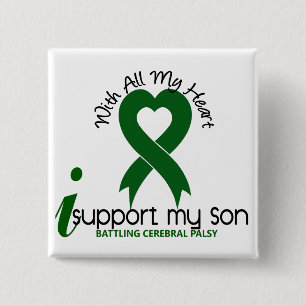 Cerebral Palsy I Support My Son 15 Cm Square Badge