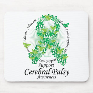 Cerebral Palsy Ribbon of Butterflies Mouse Pad