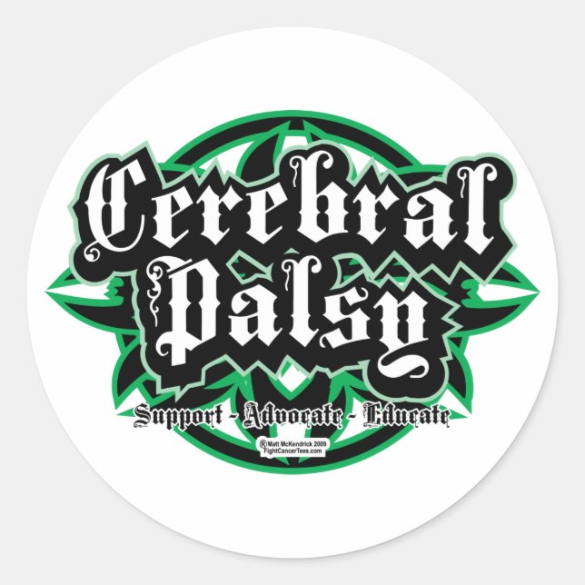 Cerebral Palsy Tribal Classic Round Sticker (Front)