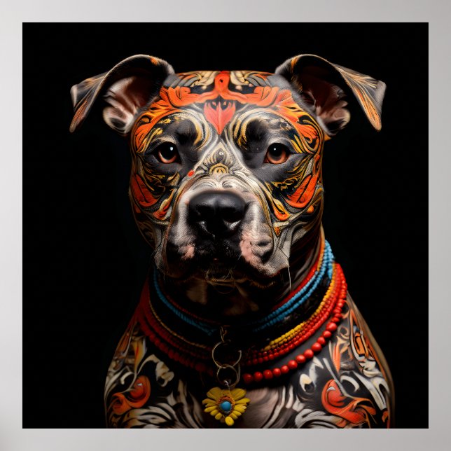 Ceremonial Staffordshire Bull Terrier Warrior Poster (Front)