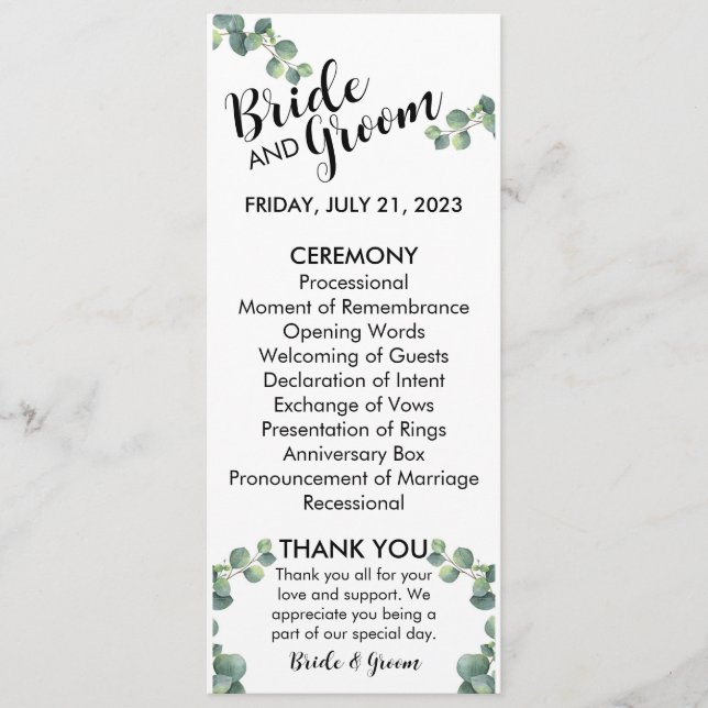 Ceremony Program (Front)