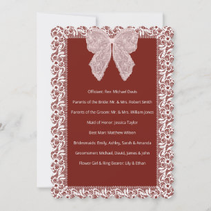Ceremony Program Elegant Lace Red Card
