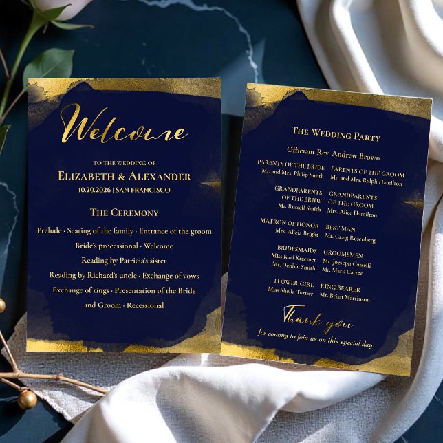 Ceremony Programs | Navy Blue Wedding Abstract (Creator Uploaded)