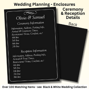 Ceremony & Reception Venues info - Black White Enclosure Card