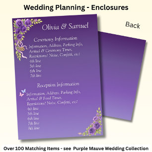 Ceremony & Reception Venues info - Purple Mauve  Enclosure Card
