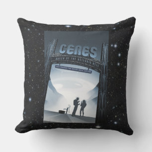Ceres dwarf planet vacation advert space tourism cushion