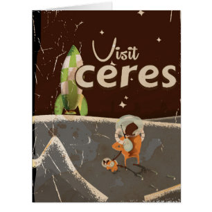Ceres Dwarf Planet vintage travel poster