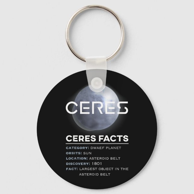 Ceres Facts - Dwarf Planet Space Astronomy Key Ring (Front)