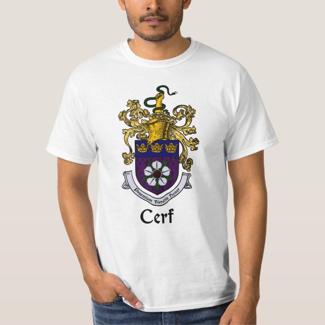 Cerf Family Crest/Coat of Arms T-Shirt (Front)