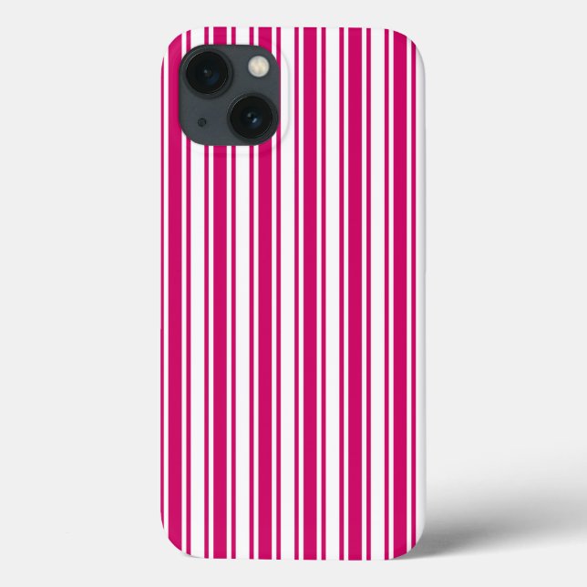 Cerise and white candy stripes Case-Mate iPhone ca Case (Back)
