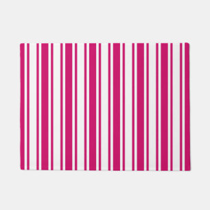Cerise and white candy stripes doormat