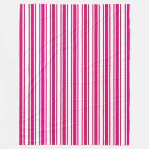 Cerise and white candy stripes fleece blanket